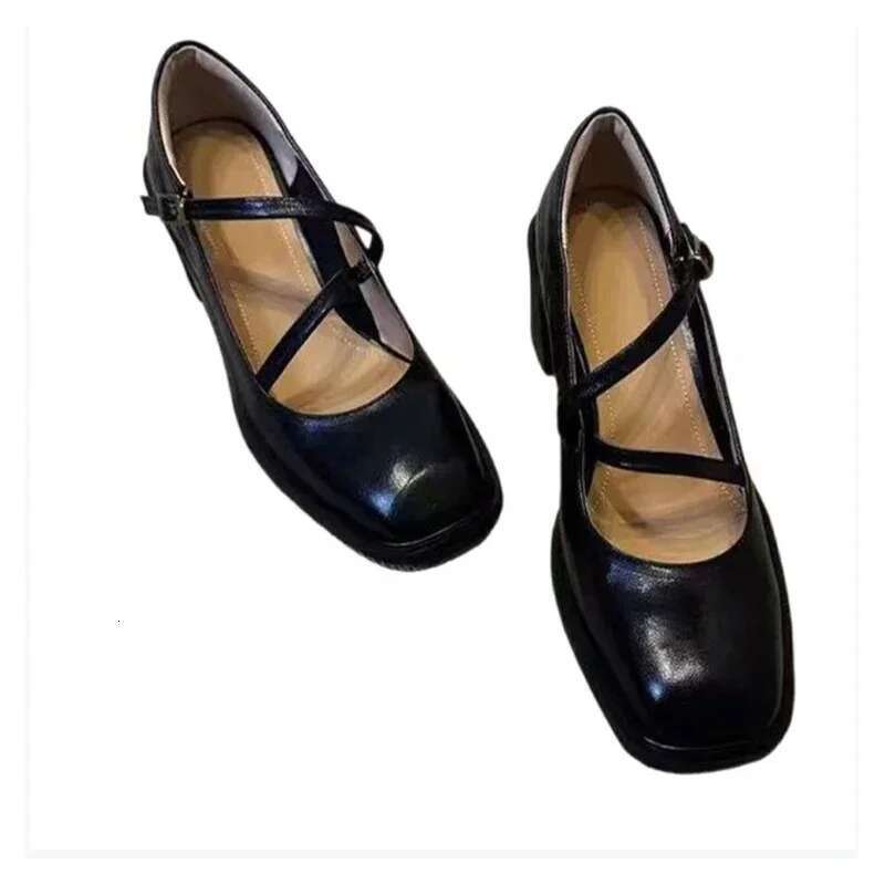 Women High Heels Marie Janes Square Toe Designer Shoes 2025 New Fashion Winter Chunky Buckle Boots Zapatos Mujer