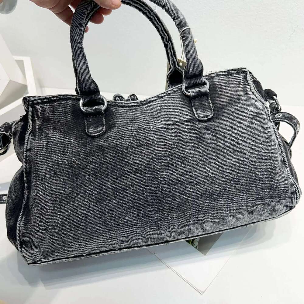 New Moto & Biker Pillow Bags For Women Designer Handbags Purses In Denim Washing Process Top Handle Shoulder