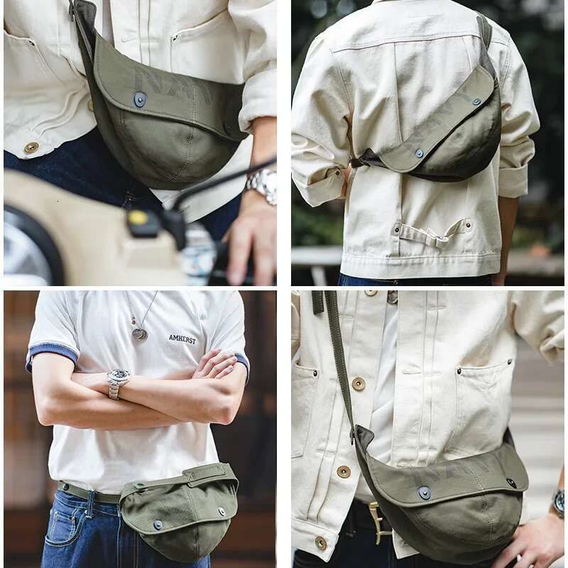 Maden Retro Green Shoulder n1 Navy Deck Bag Multifunctional Suede Lining Hats Warm Windproof Hat Detachable Dual Usage
