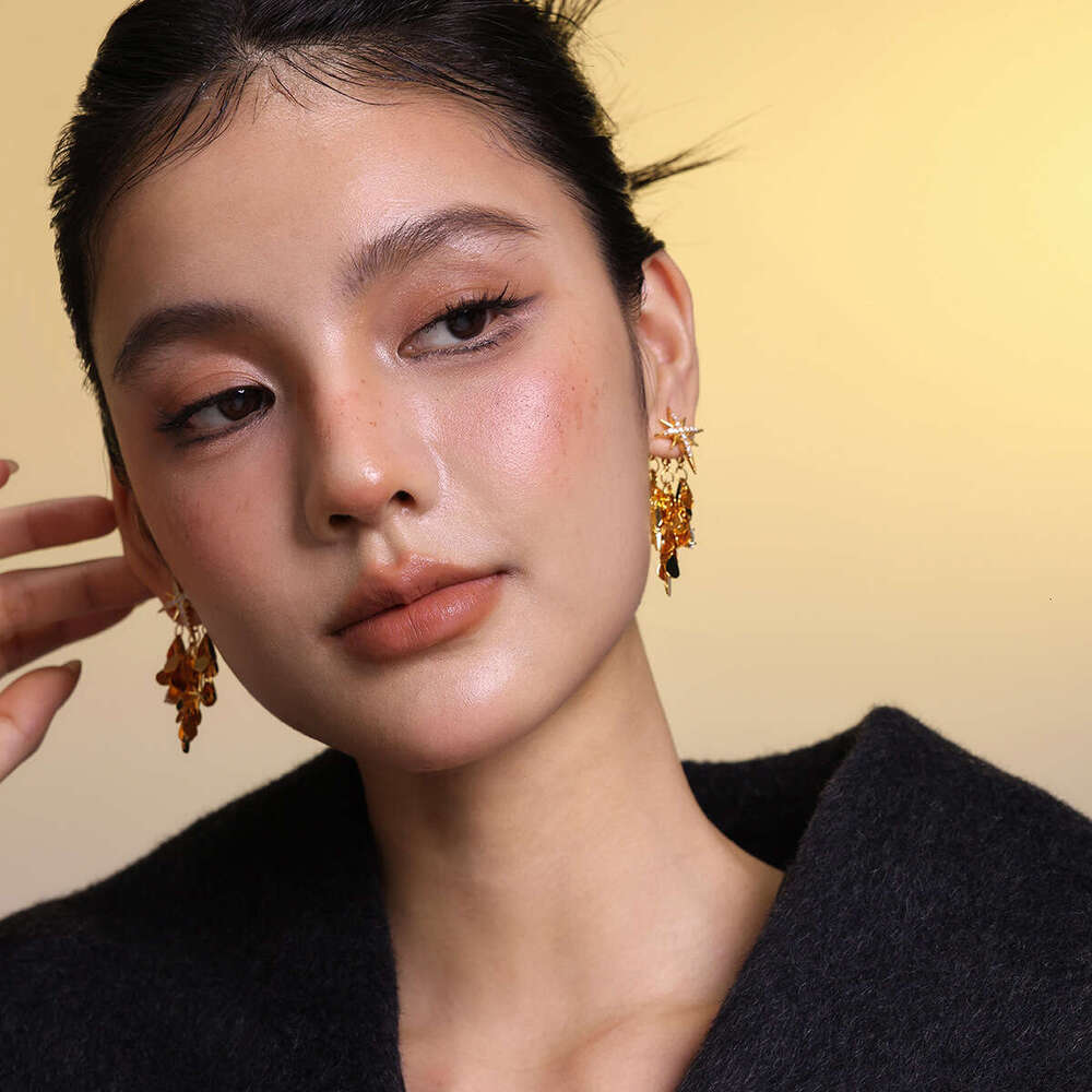 Octagonal Zircon Sparkling Star Two Wear Tassel Exaggerated Earrings