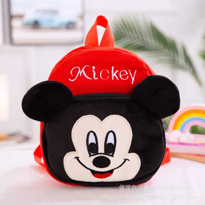Disney Mickey Mouse Plush Backpack Minnie Winnie The Pooh Stitch Cute Baby School Bag Stuffed Toys Kawaii Children Birthday GiftXJ250515