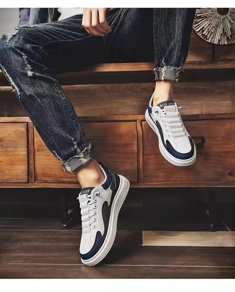 Summer 2025 New Men's Leather Breathable Versatile, Sports and Leisure, One Step Stepping, High end Feeling, White Board Shoes