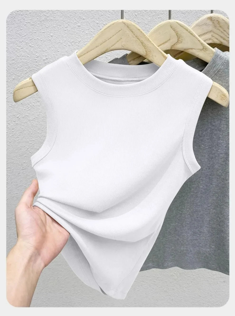 1 piece of springsummer womens knitted vest thin top basic casual round neck sleeveless size M3XL 250506