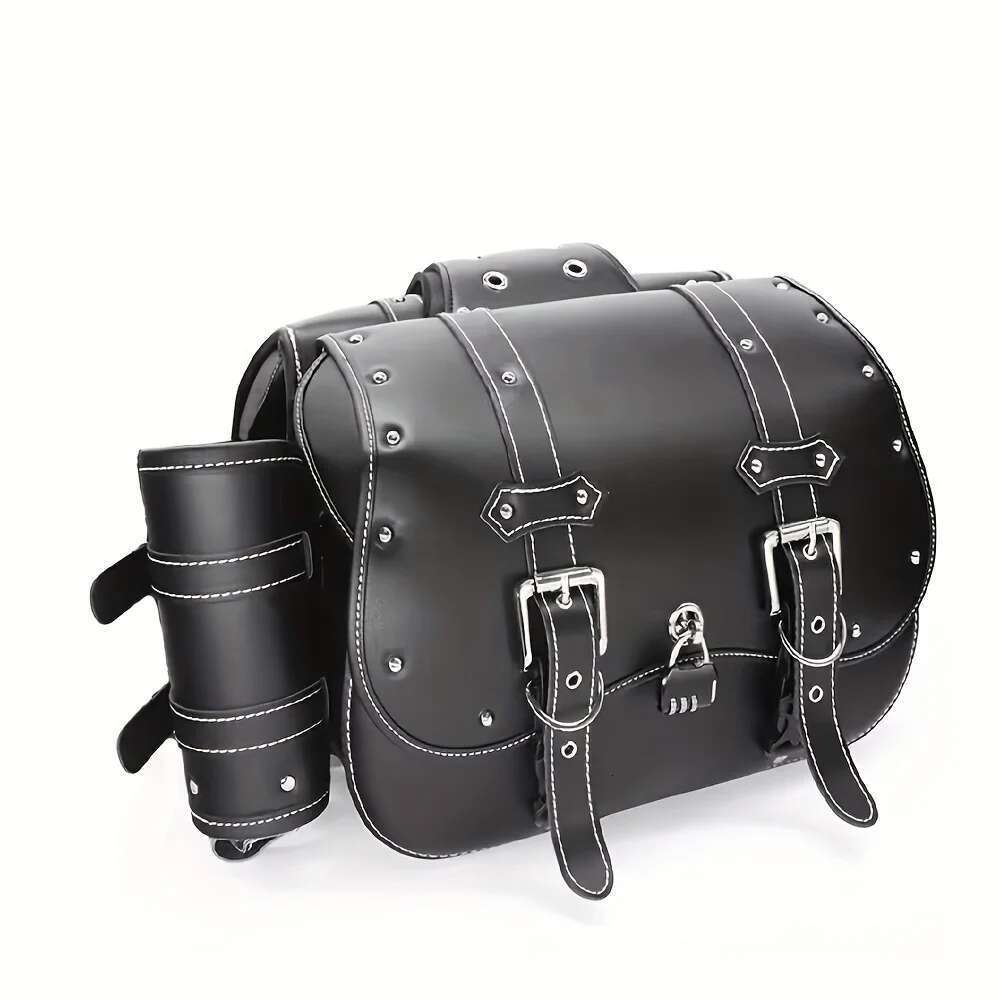Universal Retro Black/Brown Motorcycle Saddlebag Large Capacity Motorbike Side Bags Storage Tool Waterproof Side Bag For Harley