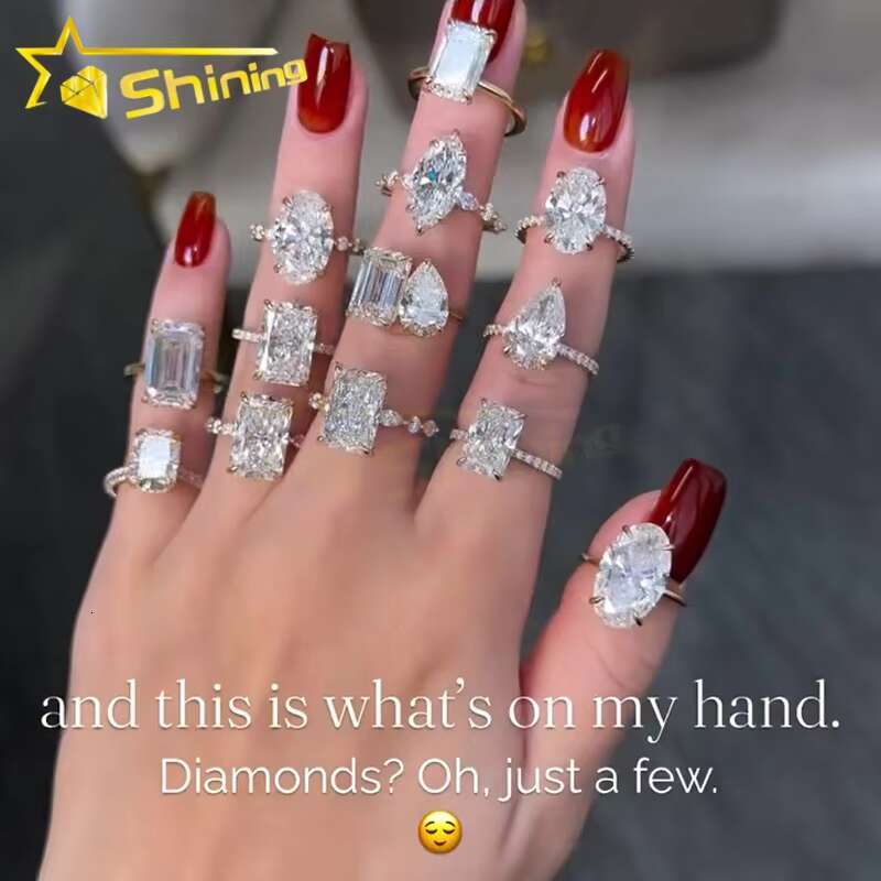 Custom CVD/HPHT Lab Diamonds Luxury 18K Real Gold 3cts Pear Cut Moissanite Diamonds Wedding/Engagement Rings