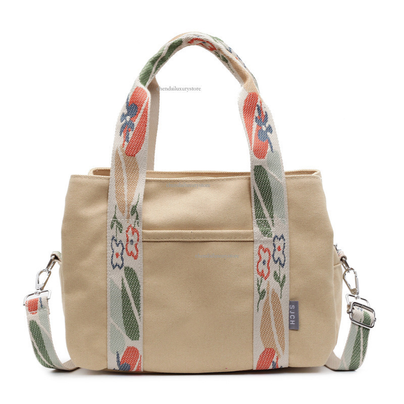 Designer Bag Canvas Hand-held Women's Bag 2025 New Fashion Casual Large Capacity Sturdy Zipper Shoulder Bag Small Fresh College Student Crossbody