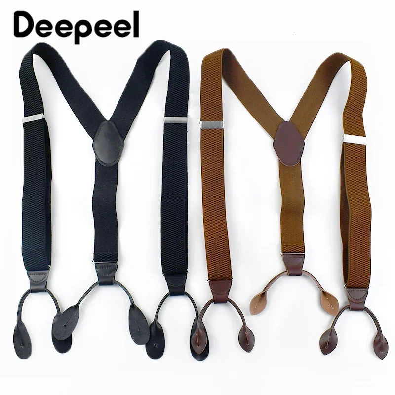 Mens Suspenders 6 Clips Wide Braces Corn Teeth Elastic Male Jockstrap Pants Suspender for Men Business Suit Mens Accessories 250515