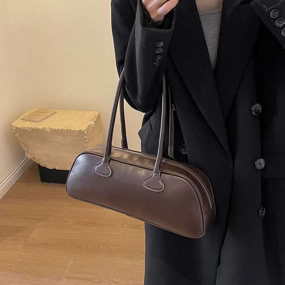 Women Fashion Large Capacity PU Leather Vintage Armpit Bags Solid Color Retro Commuting Single Shoulder Bag