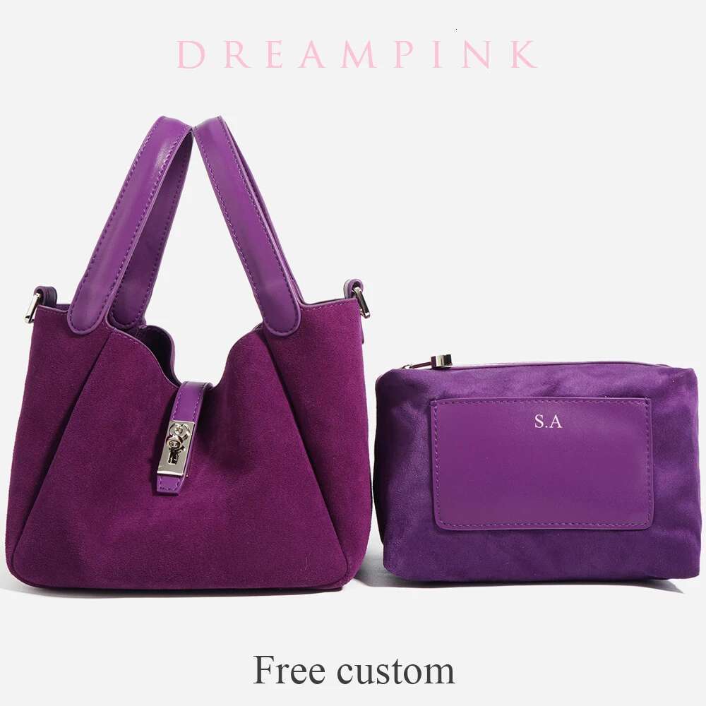 Suede Leather Bucket Bag Custom Letters Women 2025 Lady Shoulder Handbag Saudi UAE Fashion Trendy Personalize Purse