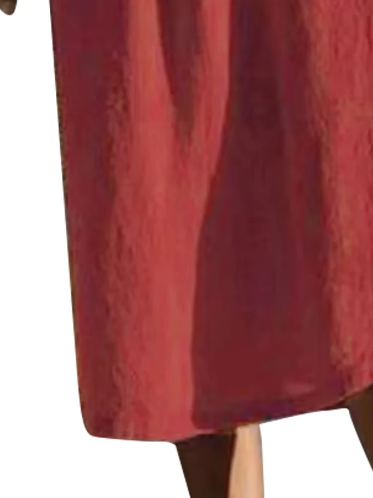 Plus Size Womens Linen Shirts Dress Fall V Neck 34 RolledUp Sleeve Pleated Soft Beach Yoga Shift with Pockets 250506