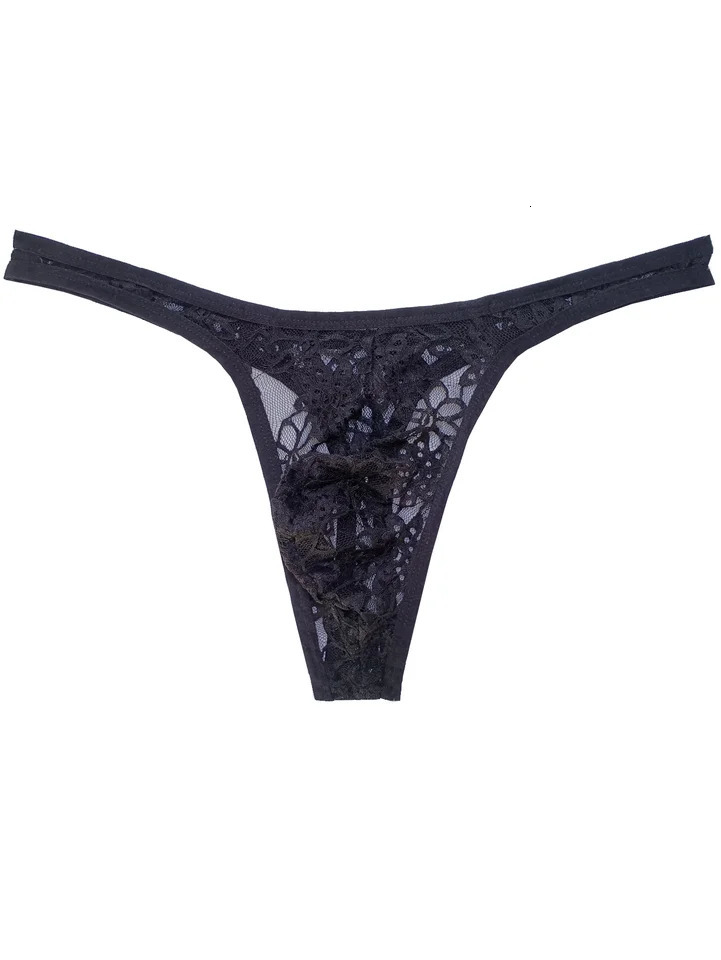 Hollow Out Lace Men Sexy Transparent Thong Underwear See Through Sissy Personalized Jockstrap Man Underpant Erotic HT145 250515