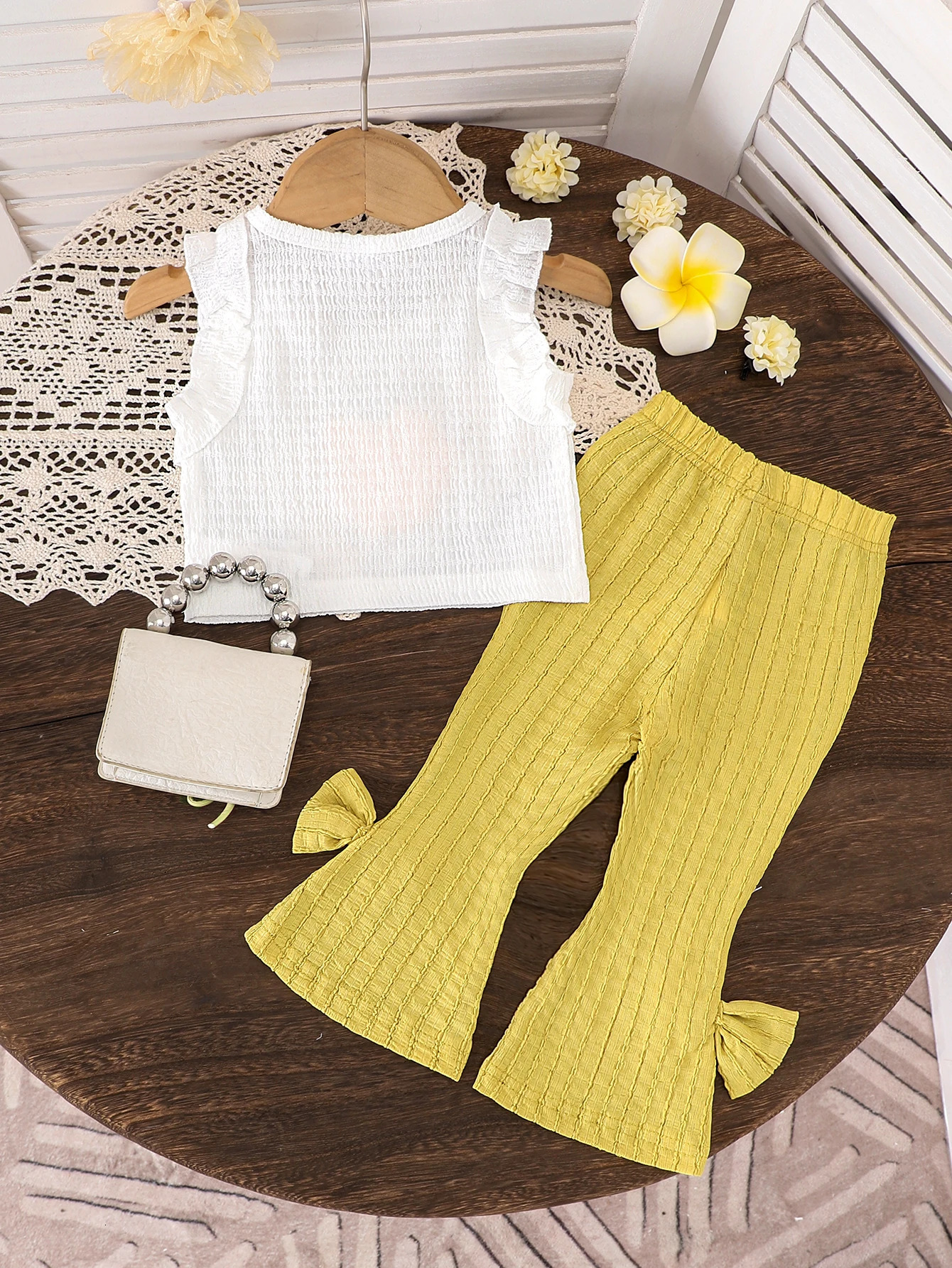 2PCS Summer Girl 2-7 Years Old Sweet And Cute Strawberry Chapter Rice White Vest Trousers 250515