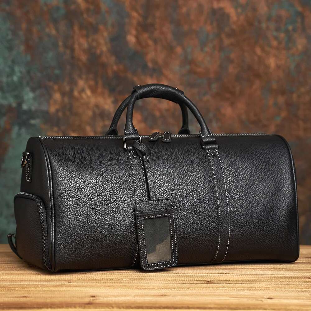 NASVA Leather Duffle Men's Travel Handbag Weekend For Men Business Messenger Shoulder Bag
