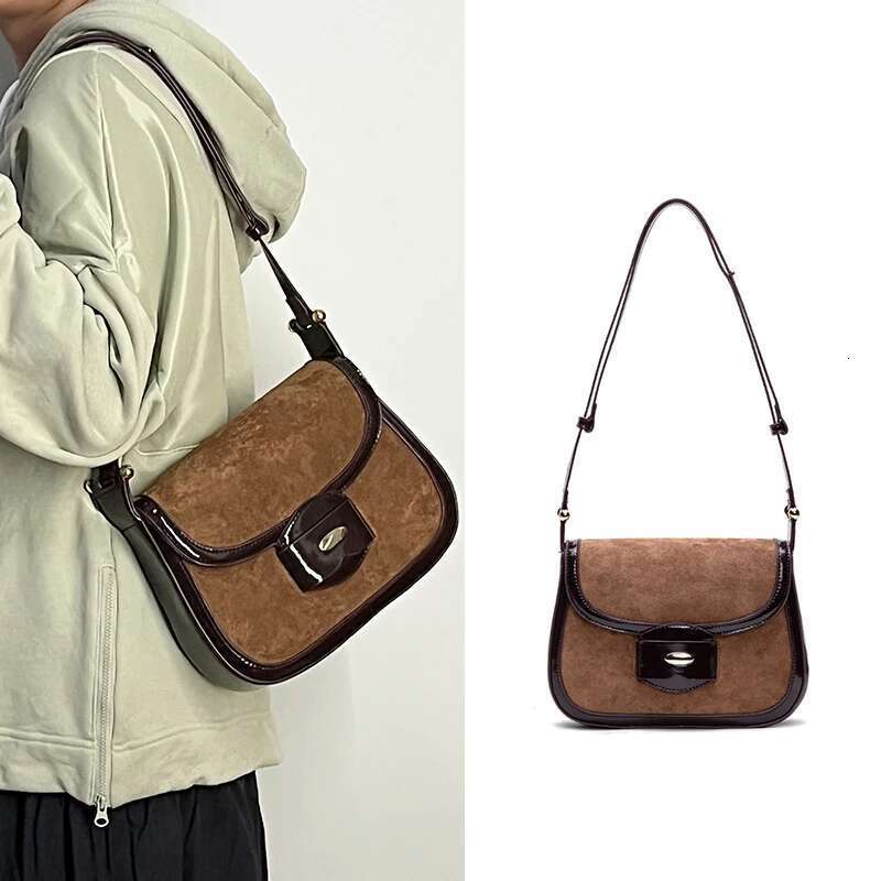 European American Autumn And Winter Saddle Oil Wax Leather Ing Suede Bag Retro College Style Single Shoulder