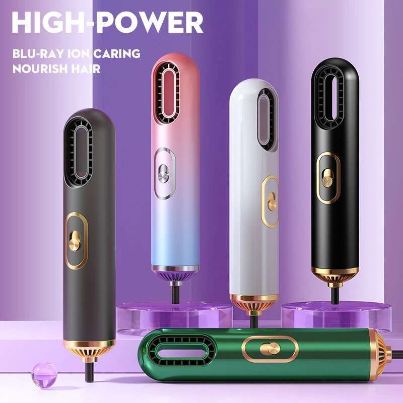 Mini 3-in-1 Electric Curling Comb Brush Volumizer Straightener Manual Hair Dryer with Nozzle Styling Tool