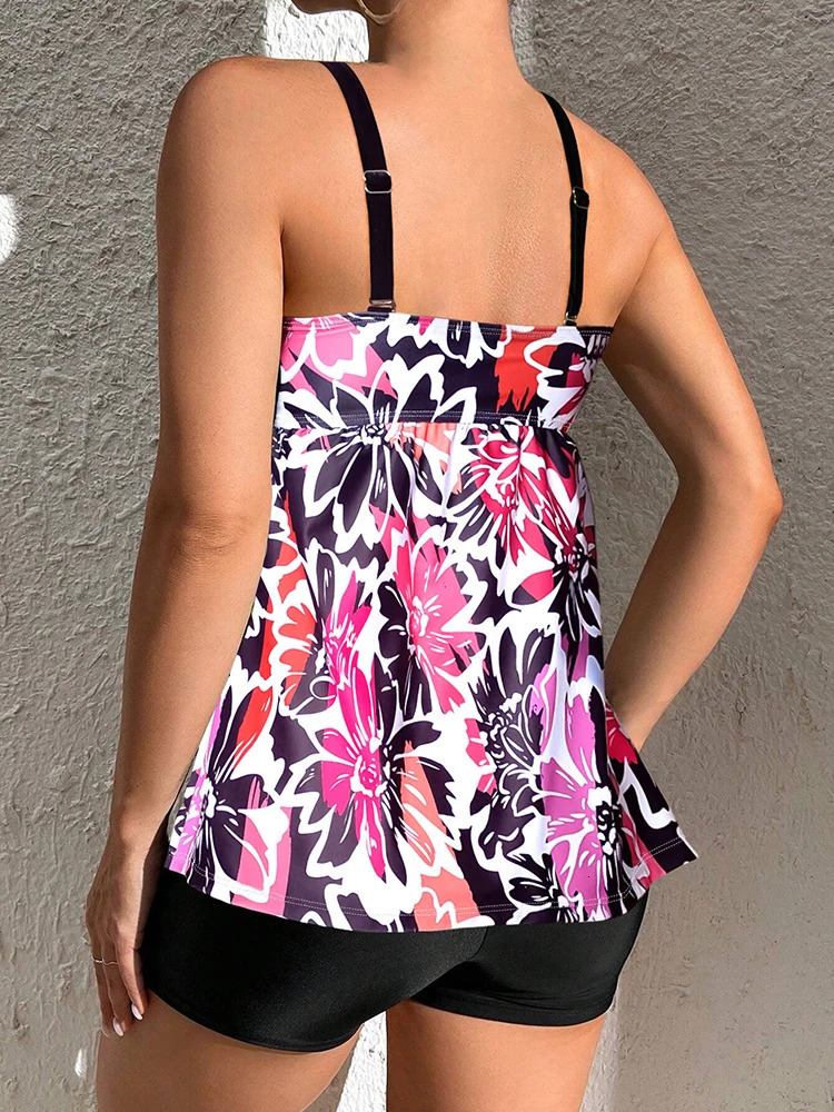 High Quality Sexy Womens Bikini Set Black Swimwear Pool Swimsuit Retro Fresh Leaf Print Strap Swimsuit 250515