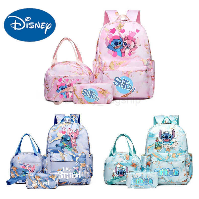 Disney 3pcs Lilo Stitch Anime Backpack Set With Lunch Bag And Pencil Bag Large Capacity Lightweight And Breathable Outdoor KnapsackXJ250515
