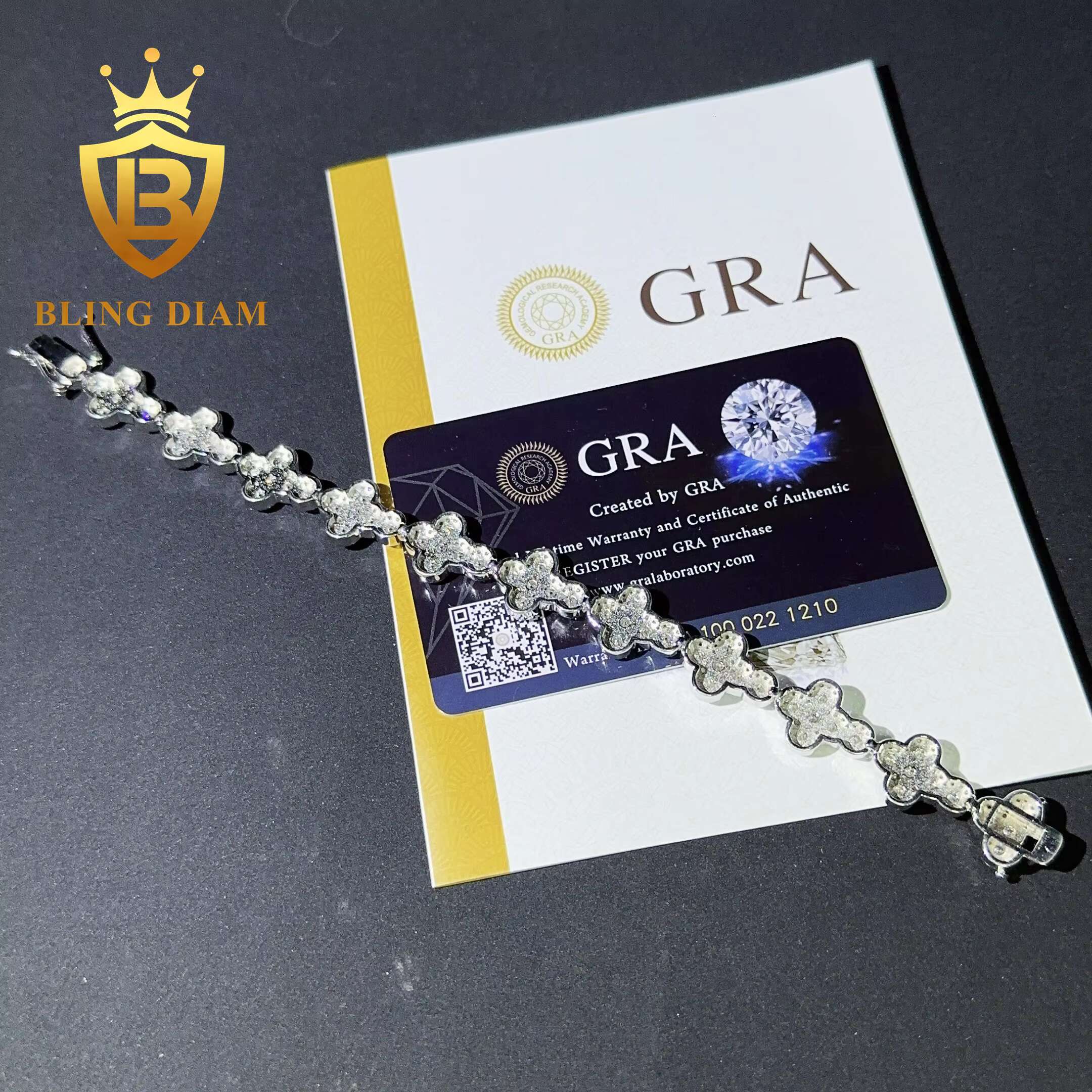 Iced Out Hip Hop Jewelry Custom Cross Design Moissanite Diamond Fashion Cuban Link Chain Bracelet for Men and Women Pass test