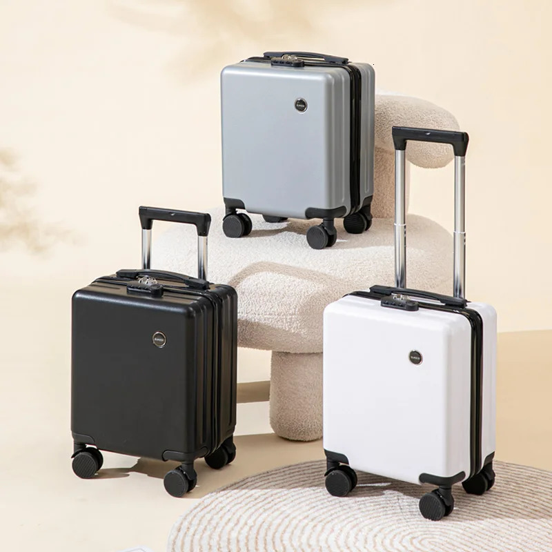 14 inch small luggage with combination lock cell phone holder cup holder short trip trolley case mute pulleys portable suitcase 250514