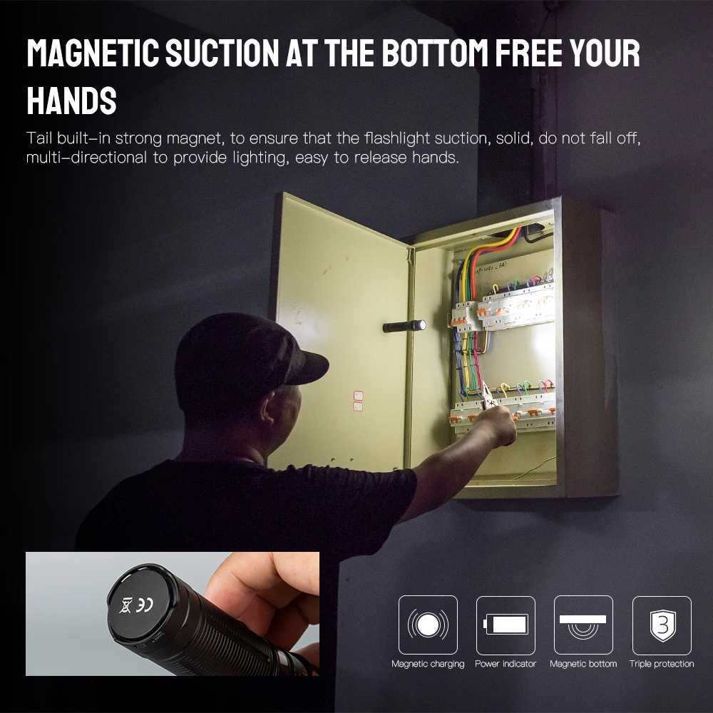 Trustfire MC5 LED EDC Flashlight 3300Lumen Rechargeable Lamp 21700 Battery Torchs with Magnetic USB Charging and Power Indicator Z250514