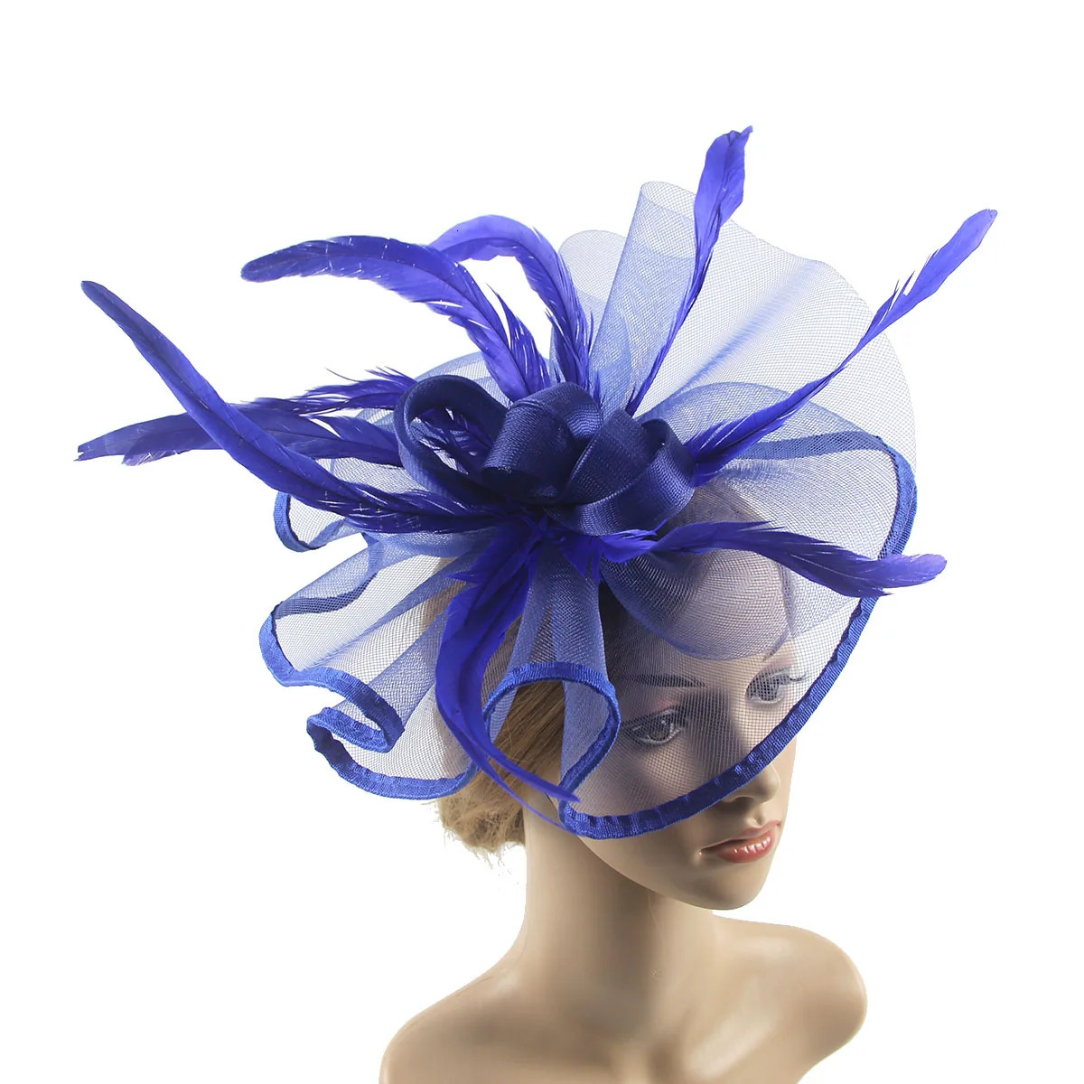 Lady Fascinators Flower Headband with Hair Clip Pillbox Hat Cocktail Tea Party Headwear with Veil and Feather for Women 250514