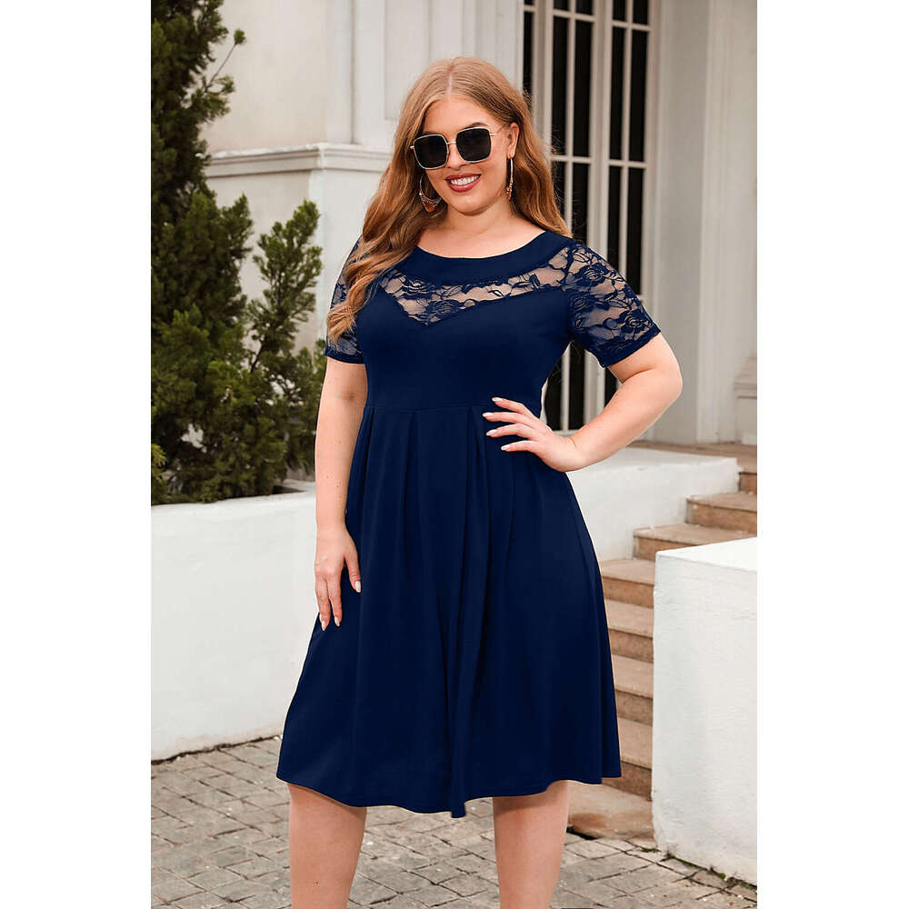 Plus Size Tender Beach Dress Womens Dress Birthday Dress Luxury Dress New Hollowed Out Lace Casual Loose Fitting Vacation Commuting Dress Oversized Wo