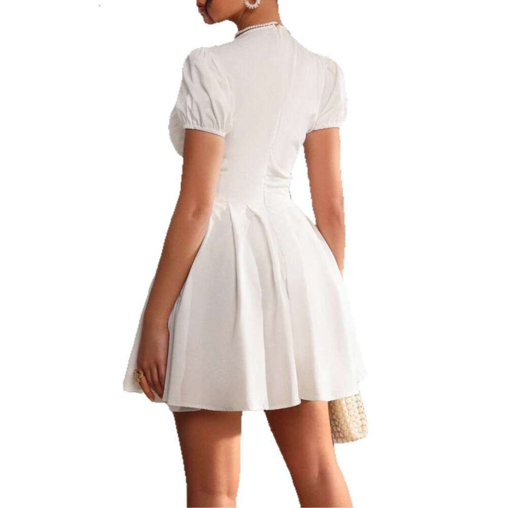 White Dress Maxi Dress Party Evening V-Neck Half Length Skirt Women's Dress Spring/Summer 2025 KQ