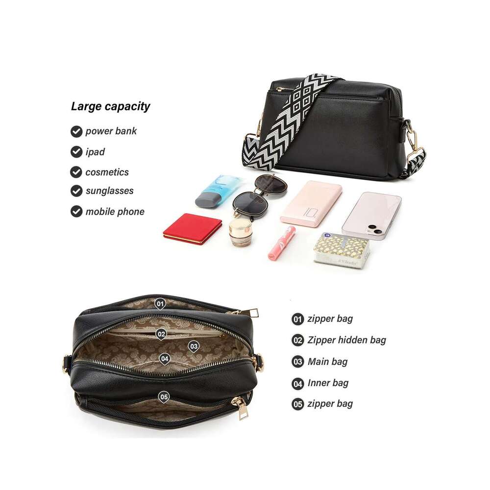 Single Shoulder Crossbody New Multi Zipper Anti Splashing PU Women's Small Square Bag