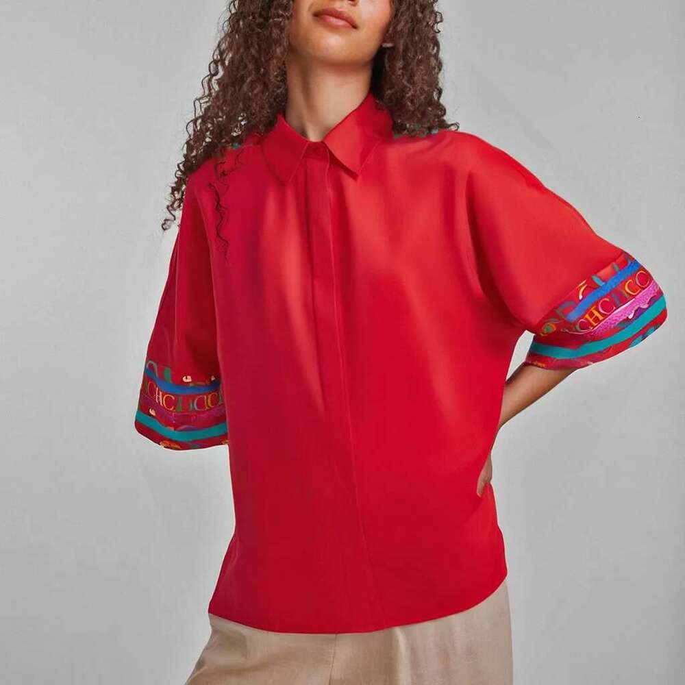 CHCH Shirt 2025 Summer New Red 3/4 Sleeve Top For Women's Commuting