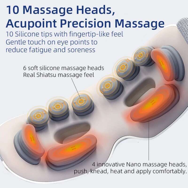 New 10D Intelligent Vibration Hot Compress Bluetooth Music Eye Massager Relax Relieve Fatigue