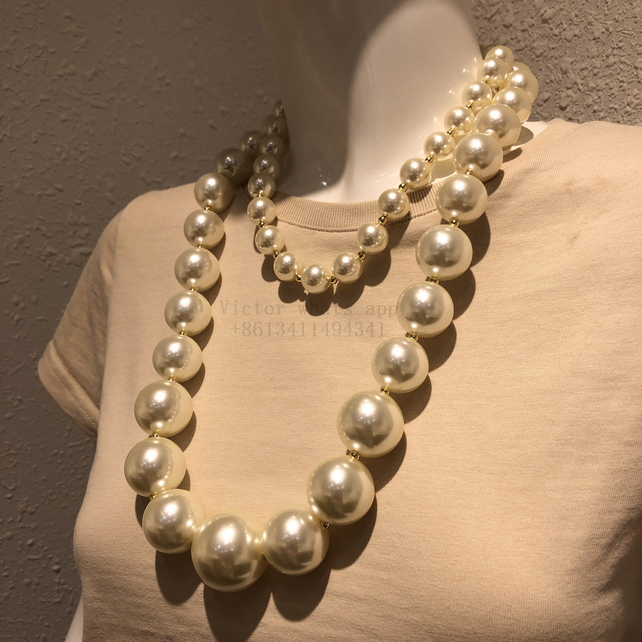 Top quality double BIG pearl necklace chain reinforced inner ring length 45+5CM Wholesale price customize You brand for women and men Pearl Necklace 0