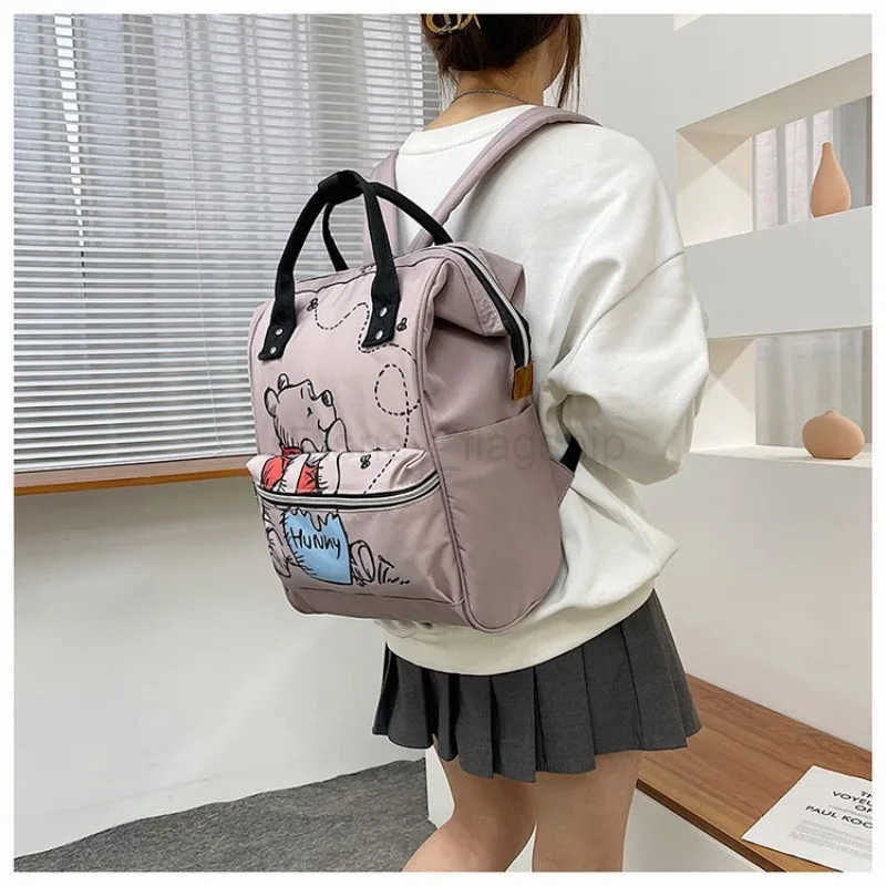 Disney Cute Travel Mommy Bag Waterproof Baby Diaper Bag Cartoon Print Large Capacity Outdoor Baby Bottle BackpackXJ250515