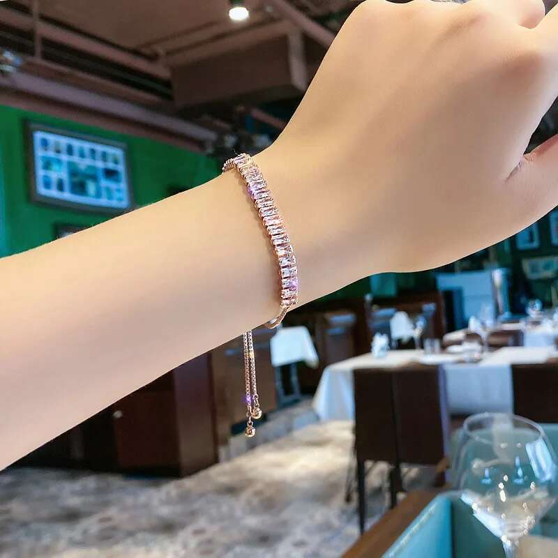 Full Of Rhinestone Stainless Steel Bracelet For Women 2022 New Designer Shiny Zircon Adjustable Bracelets Jewelry Gift