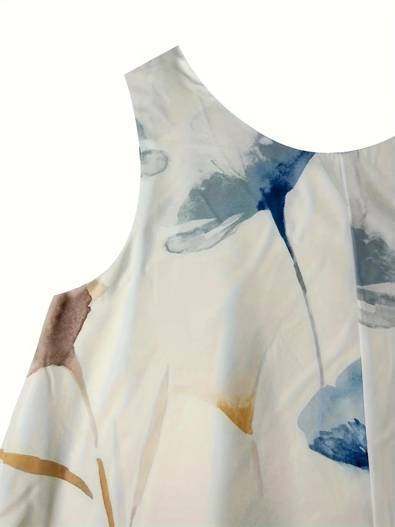 Plus Size womens printed vest slightly elastic polyester fabric casual floral top Tshirt spring and summer 250515