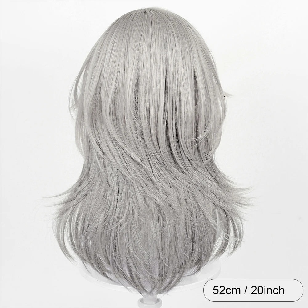 Long Straight Synthetic Grey Wig Stelle Cosplay Game Anime Women Fluffy Heat Resistant Wig for Daily Party 250512