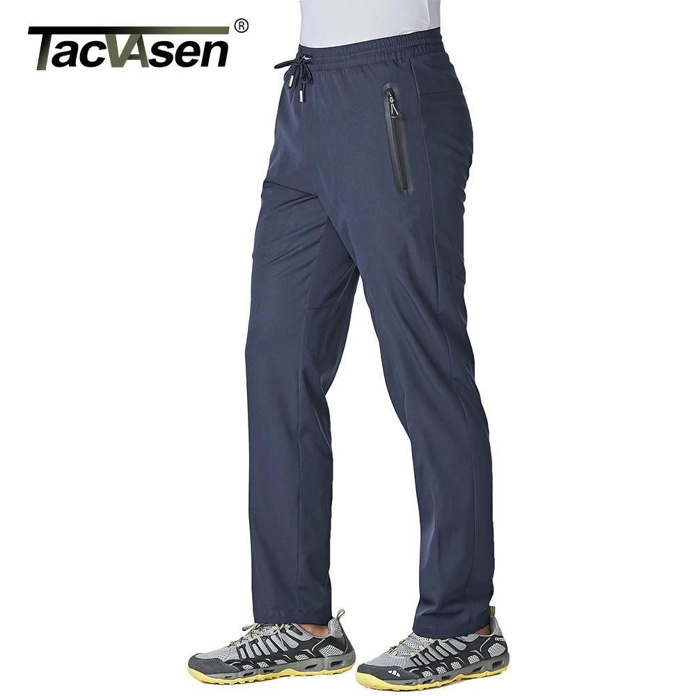 TACVASEN Summer Quick Dry Joggers Hiking Pants Mens Lightweight Casual Running Drawstring Fitness Sports Gym Sweatpants 250515