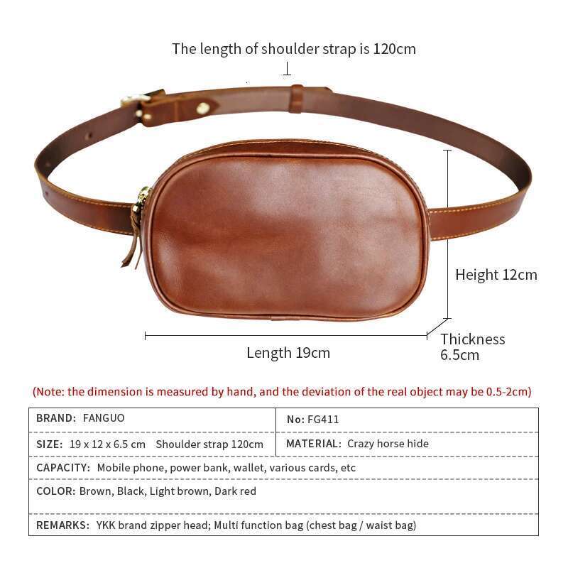 Chest Shoulder Bag Belt Adjustable Genuine Leather Waist Motorcycle Wallet Fanny Pack Phone Pouch For Women, Men