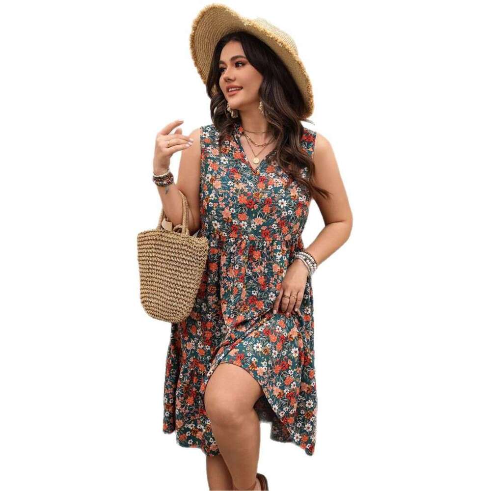 Plus Size Beach Dress Summer Dresses Devise Women Designer Clothing White Dress Spring summer Elegant Fashionable Reduced Age Printed Sleeveless Dress