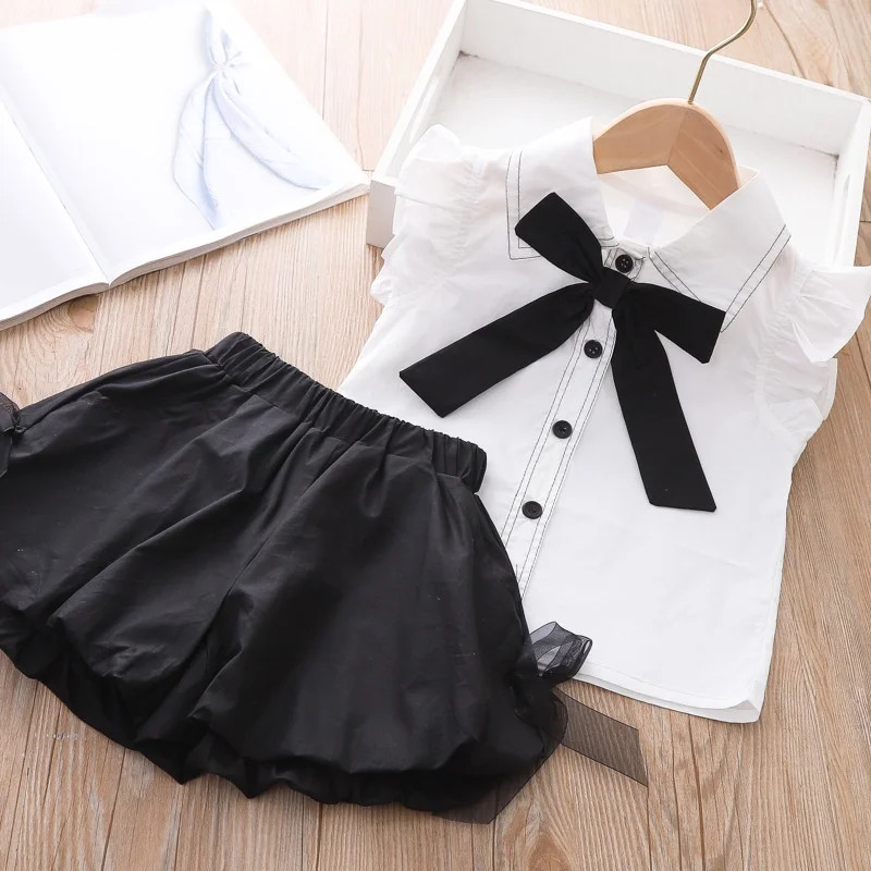 Girls Set Baby Summer Clothes Bow Top Shorts 2 Piece Set Children Clothes Girl 250515