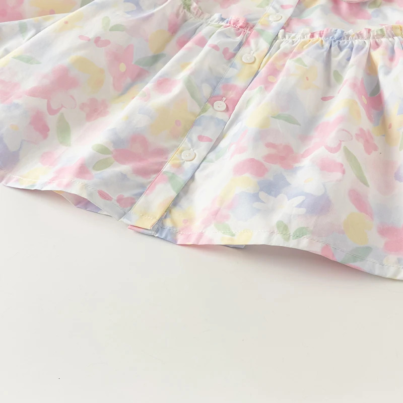 Dave Bella Spring Baby Girl Clothes Long Sleeve Blouses Floral Cotton Kids Shirts Children Kids Tops DB1240032 250515