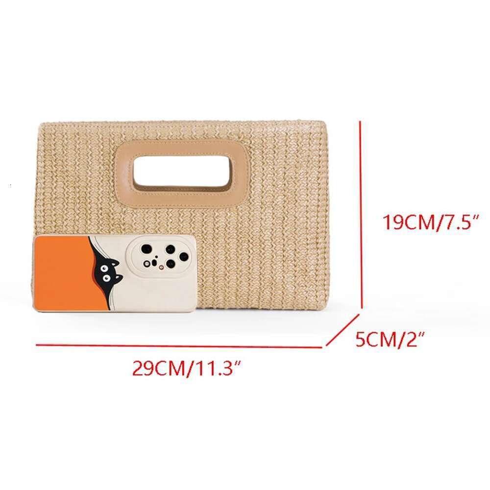 Clutch Handbag Purse For Women Straw Woven Raffia Top Handle Rattan Shoulder Crossbody Bags Vacation Summer Beach Bag