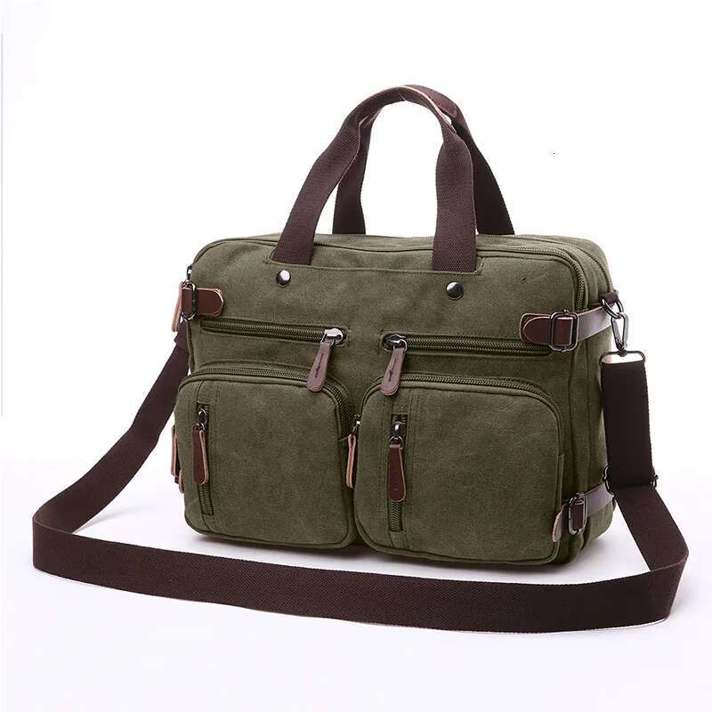Casual Canvas Business Briefcase, Hand-Held Crossbody, Shoulder Three-Purpose Bag, Large Can Fit 17-Inch Computer Bag