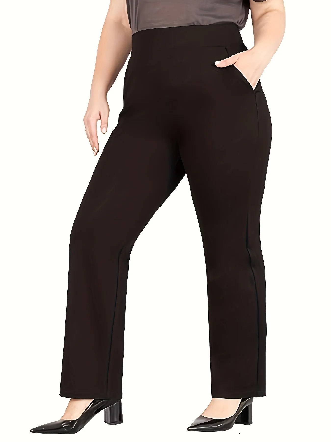 autumn and winter womens plus size gentle retro knitted fabric casual straight-leg leggings. 250515