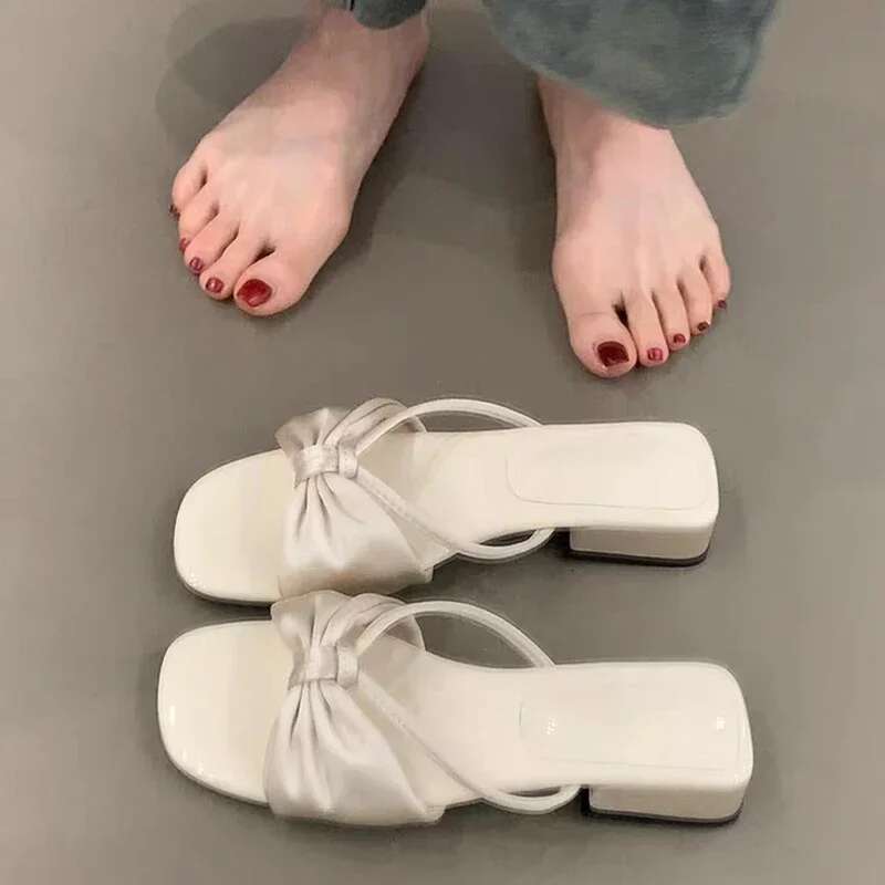 Flats Bow Women Slippers Summer Designer Shoes Elegant Woman Sandals Walking 2025 Casual Flip Flops Beach Slides Mujer Zapatos