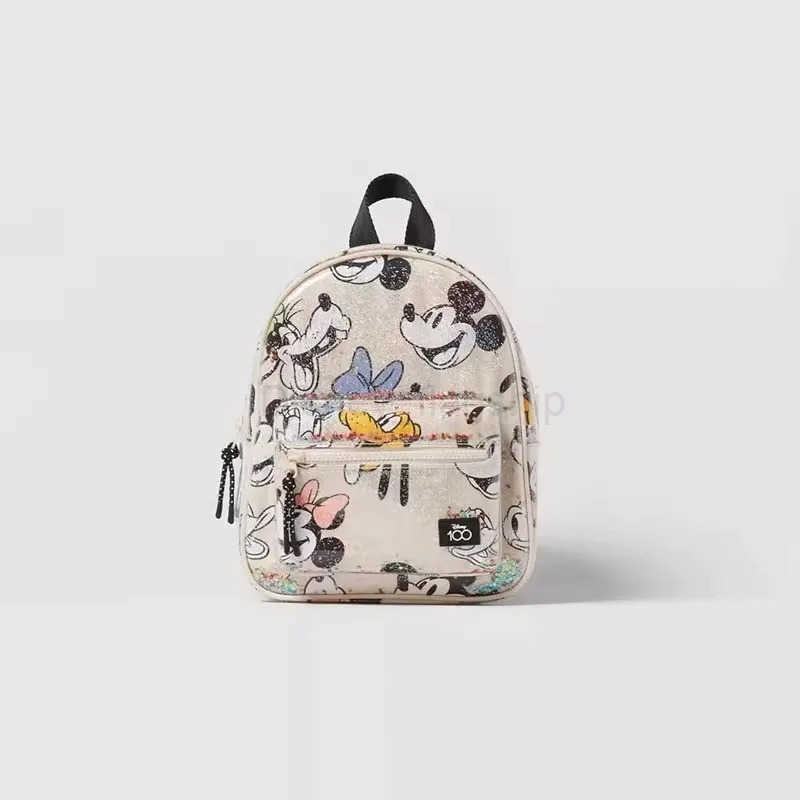 Disney 2024 New Cartoon Mickey Transparent Childrens Bag Girls Co-branded Printed Mini Fashion Backpack Student Cute School BagXJ250515