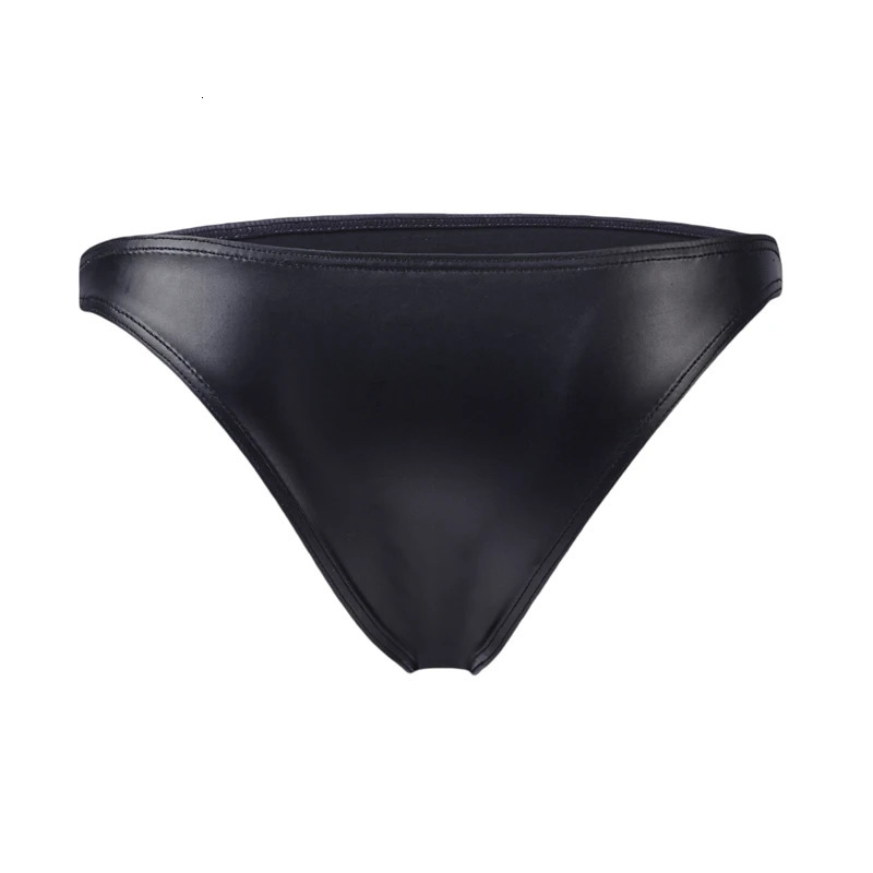 Men Bikini Briefs Underwear Faux Leather Male Mini Panties U Pouch Sexy Mens Briefs Cuecas Calzoncillos Hombre Slip Lingeries 250515