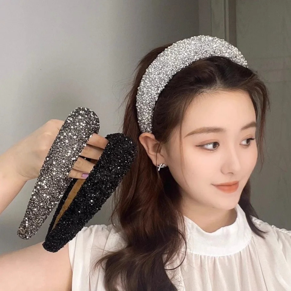 Inlaid Rhinestone HairBands for Women Korean Fashion Hair Pressure Headband Small Pearl Wedding Hair Jewelry Accessories 250509