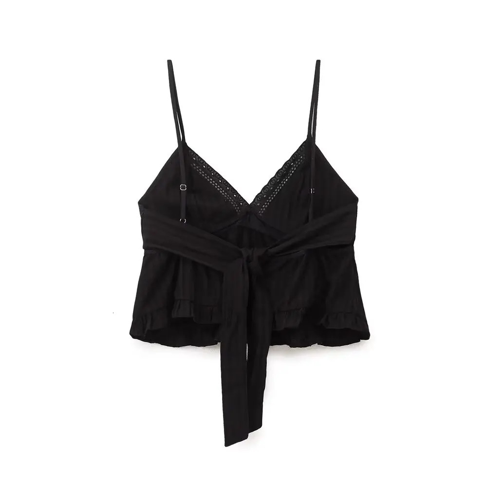 Autumn Product Womens Clothing European And American Style Casual Cotton Comfortable Strap Black Backless Top 250515