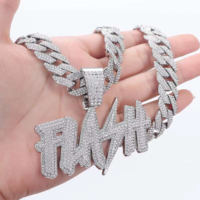 Custom Sier Men Cuban Chains Pendant Necklace Fashion Chokers Hip Hop Jewelry Collier Inoxydables