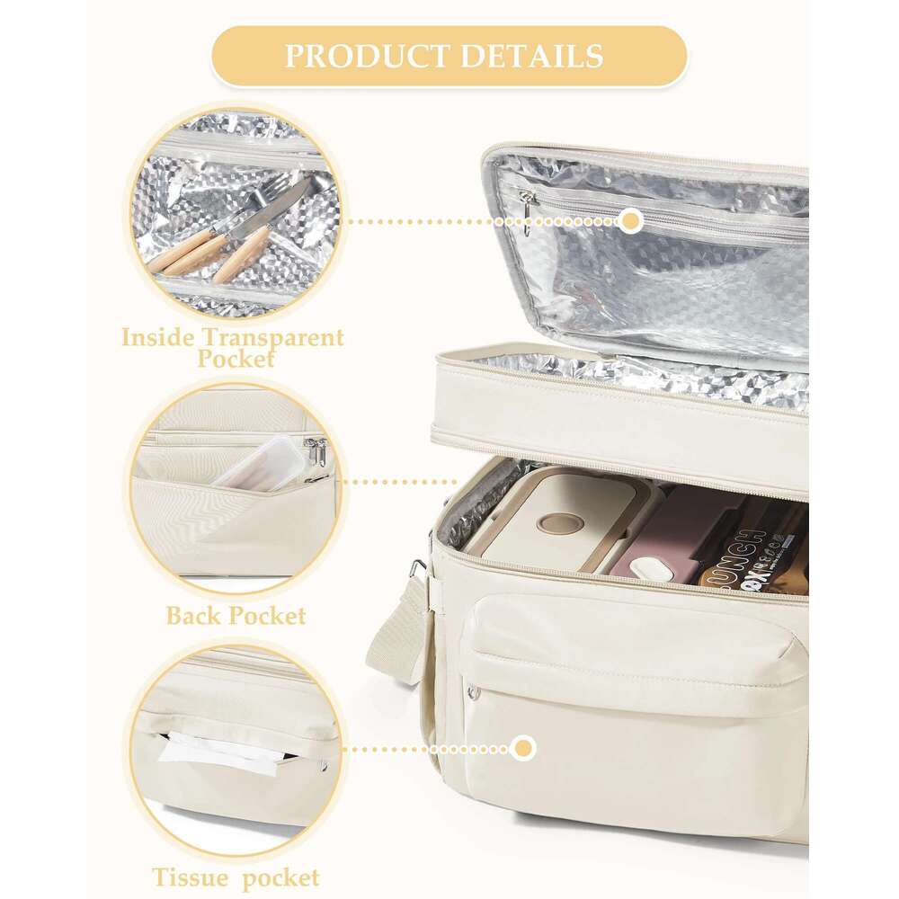 Insulated Women Men,Adult Lunch Box with Adjustable Shoulder Strap,Portable Tote Cooler Bag for Office Work Picnic